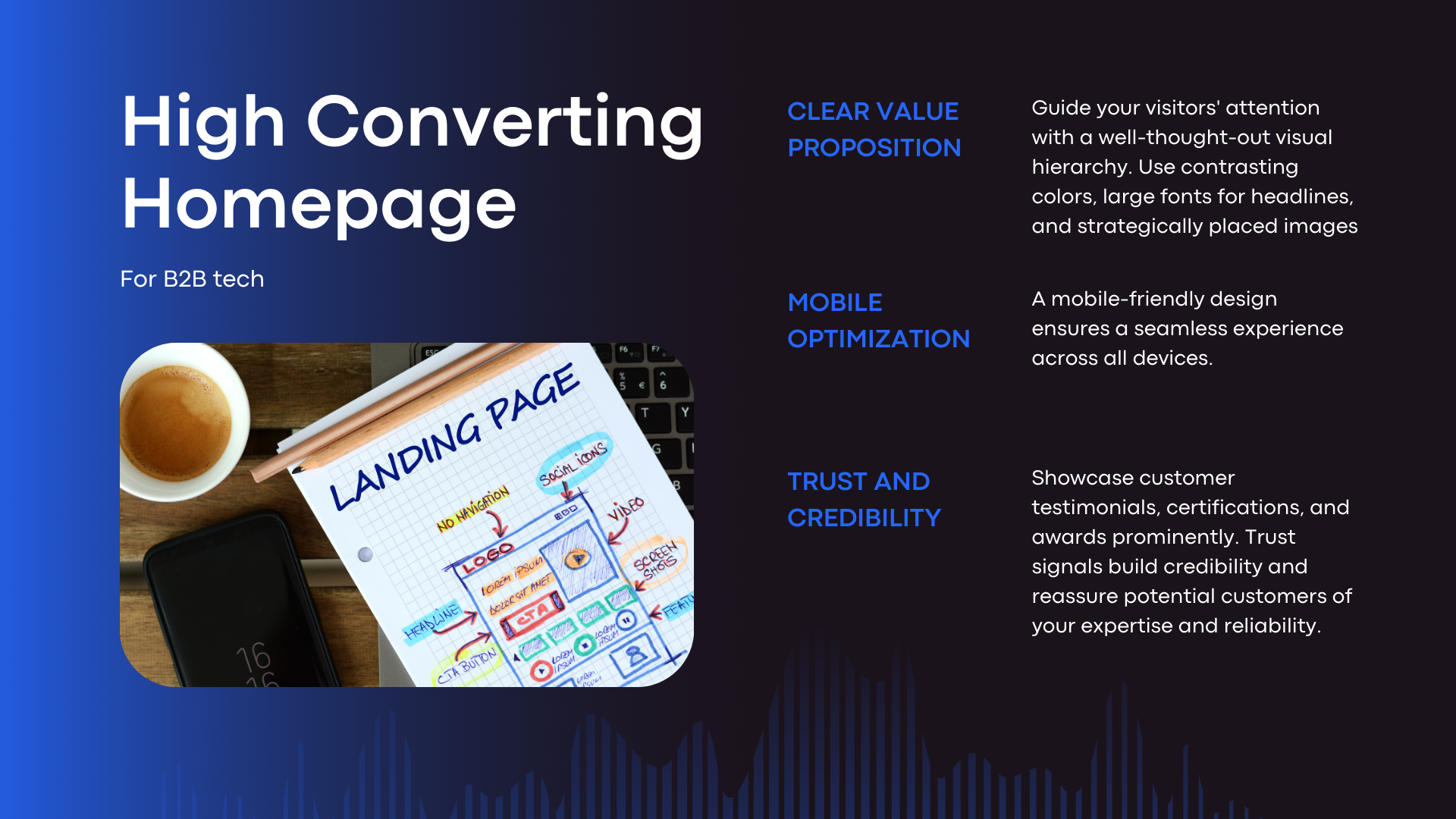 this picture shows how to create a high converting home page for b2b tech