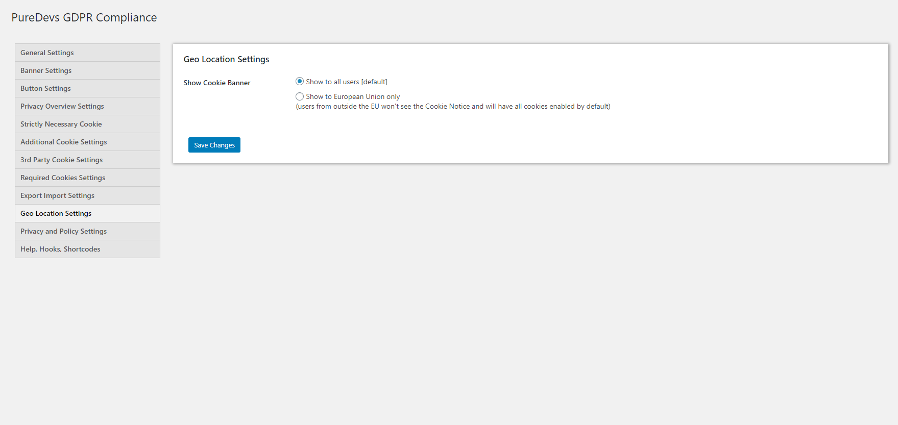 Geo Location Settings