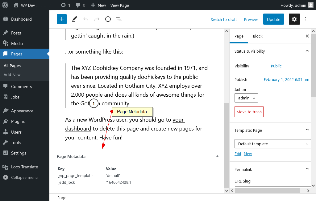 Inspect Page Metadata