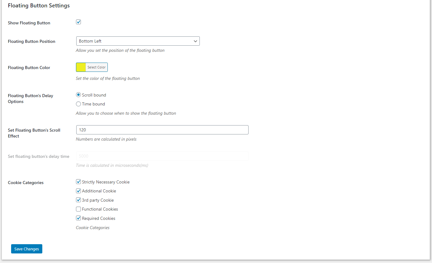 Floating Button Settings
