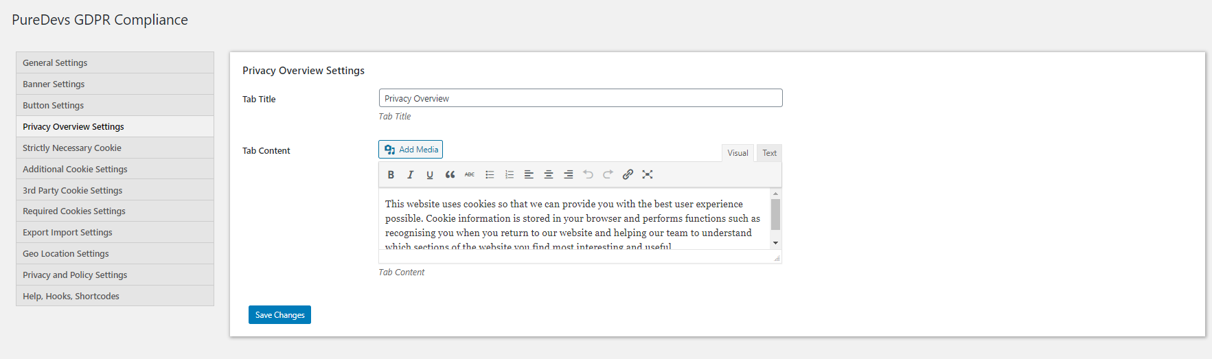 Privacy Overview Settings