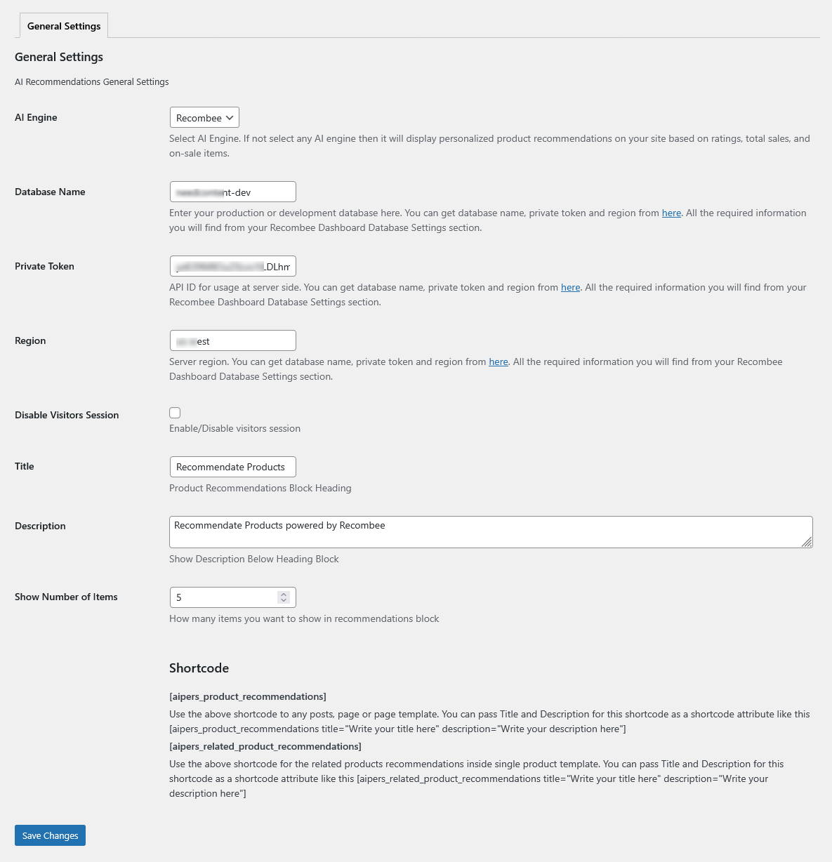 Plugin Settings Section